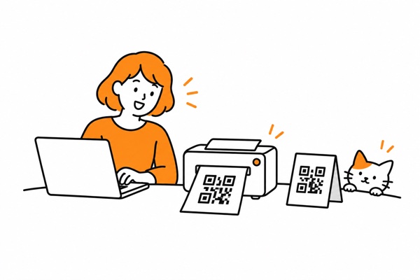 主催者がQR案内を印刷し卓上に用意するイラスト